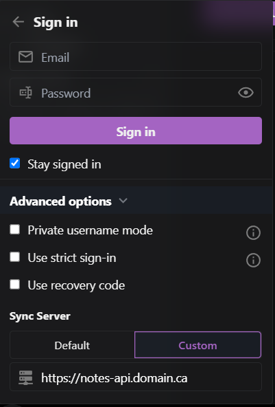 Default Sync Server